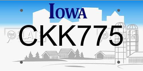 CKK775 Iowa License Plate