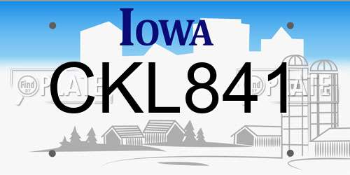 CKL841 Iowa License Plate
