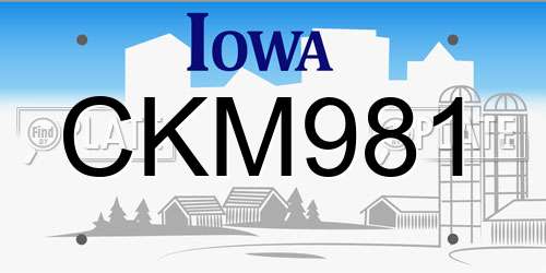 CKM981 Iowa License Plate