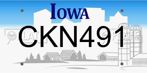 CKN491 Iowa License Plate