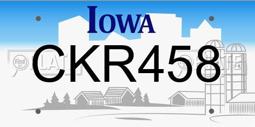 CKR458 Iowa License Plate