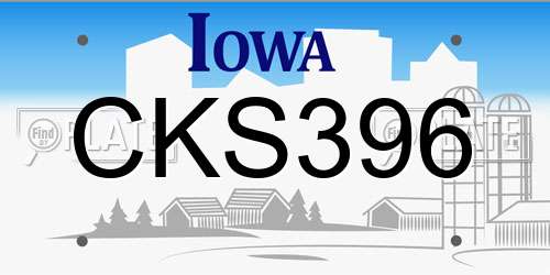 CKS396 Iowa License Plate