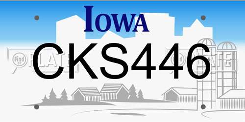 CKS446 Iowa License Plate