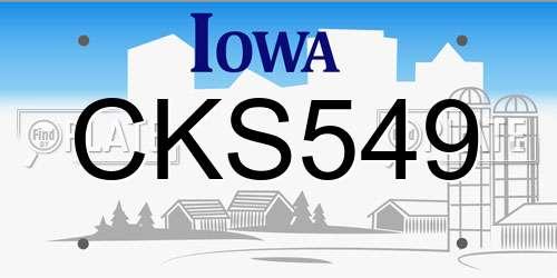 CKS549 Iowa License Plate