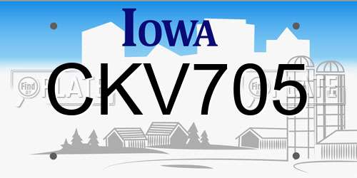 CKV705 Iowa License Plate