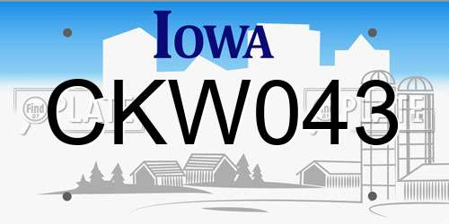 CKW043 Iowa License Plate