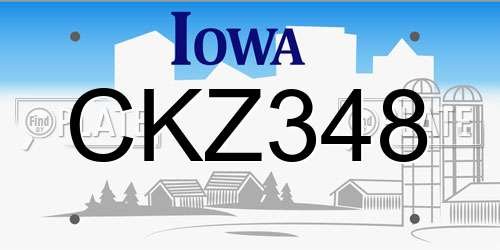 CKZ348 Iowa License Plate