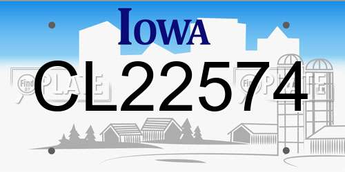 CL22574 Iowa License Plate