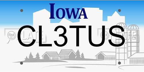 CL3TUS Iowa License Plate