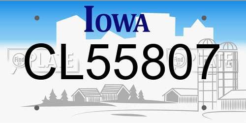 CL55807 Iowa License Plate