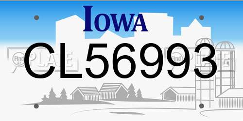 CL56993 Iowa License Plate