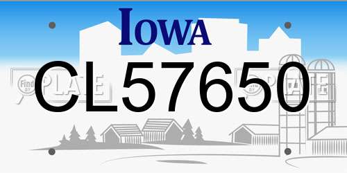 CL57650 Iowa License Plate