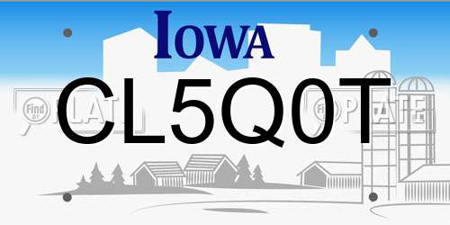 CL5Q0T Iowa License Plate