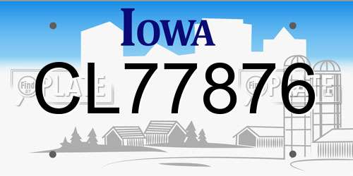 CL77876 Iowa License Plate