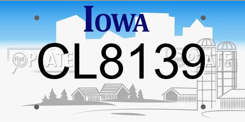 CL8139 Iowa License Plate