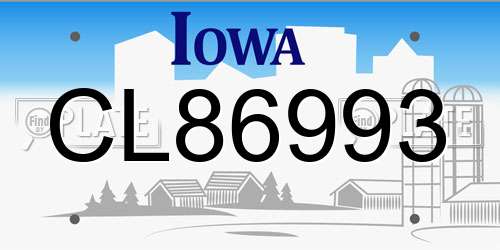 CL86993 Iowa License Plate