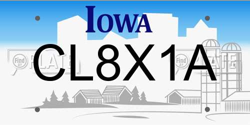 CL8X1A Iowa License Plate