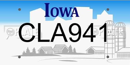 CLA941 Iowa License Plate