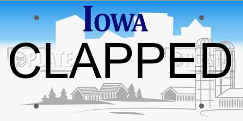 CLAPPED Iowa License Plate