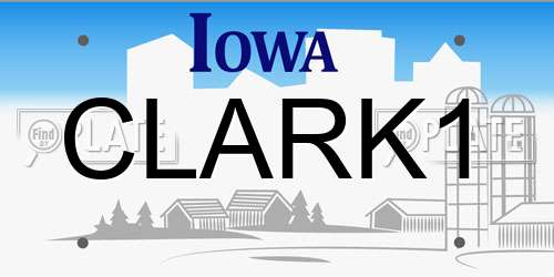 CLARK1 Iowa License Plate