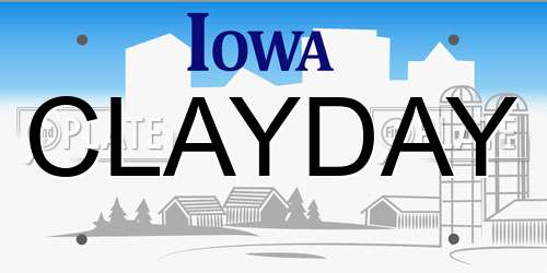 CLAYDAY Iowa License Plate