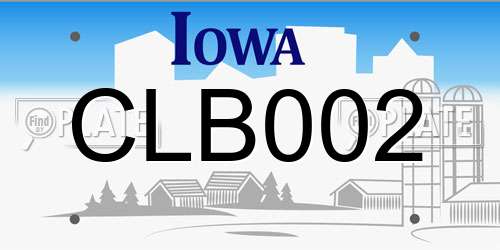 CLB002 Iowa License Plate