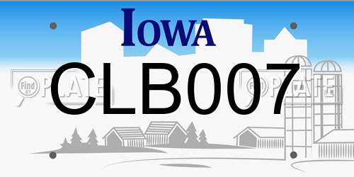 CLB007 Iowa License Plate
