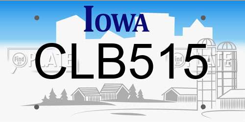 CLB515 Iowa License Plate