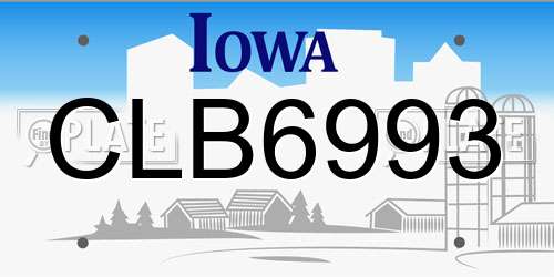 CLB6993 Iowa License Plate