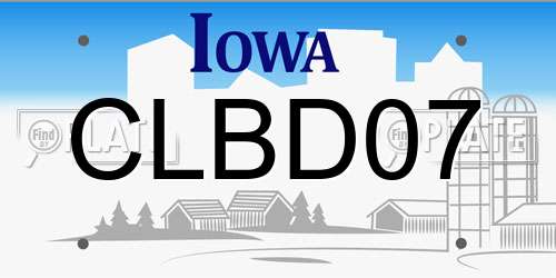 CLBD07 Iowa License Plate
