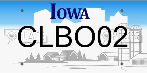 CLBO02 Iowa License Plate