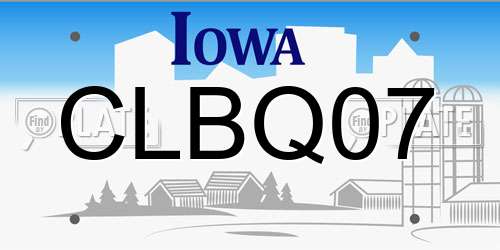 CLBQ07 Iowa License Plate