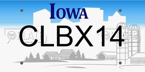 CLBX14 Iowa License Plate