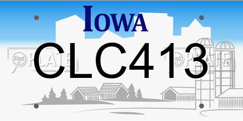 CLC413 Iowa License Plate