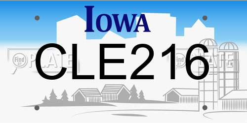 CLE216 Iowa License Plate