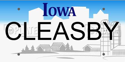 CLEASBY Iowa License Plate