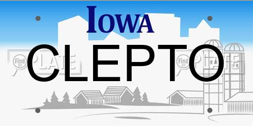 CLEPTO Iowa License Plate