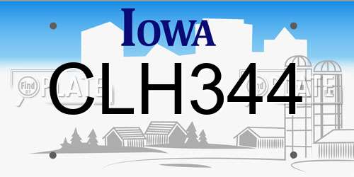 CLH344 Iowa License Plate
