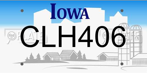CLH406 Iowa License Plate