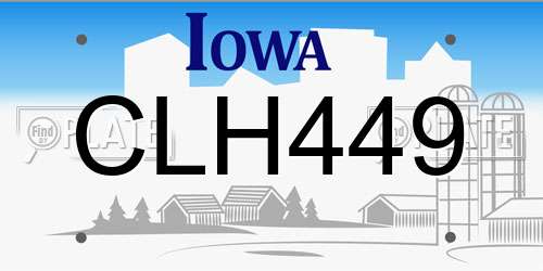 CLH449 Iowa License Plate