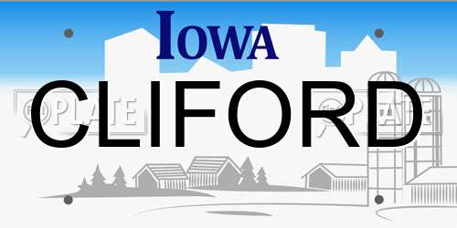 CLIFORD Iowa License Plate