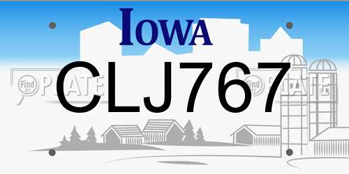 CLJ767 Iowa License Plate