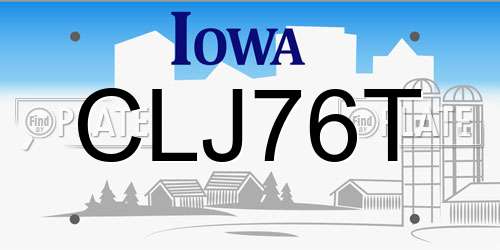 CLJ76T Iowa License Plate