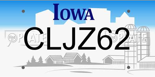 CLJZ62 Iowa License Plate