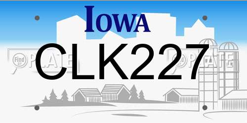 CLK227 Iowa License Plate