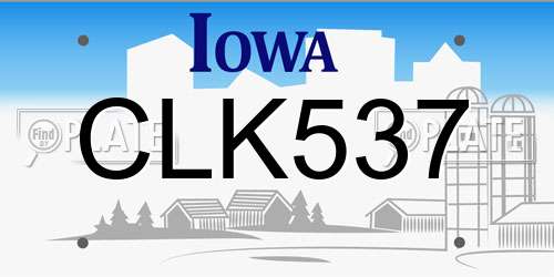 CLK537 Iowa License Plate