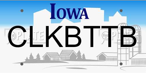 CLKBTTB Iowa License Plate