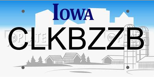 CLKBZZB Iowa License Plate