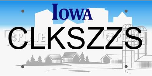 CLKSZZS Iowa License Plate