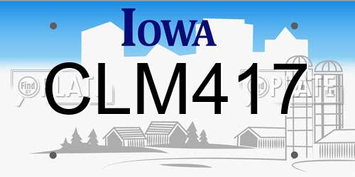 CLM417 Iowa License Plate